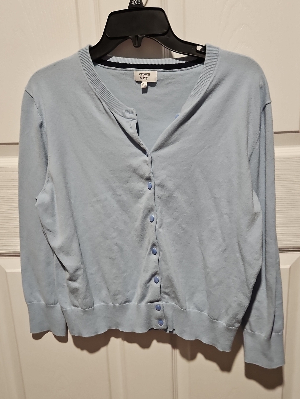 crown & ivy Pale Blue Button-Up Women's Cardigan